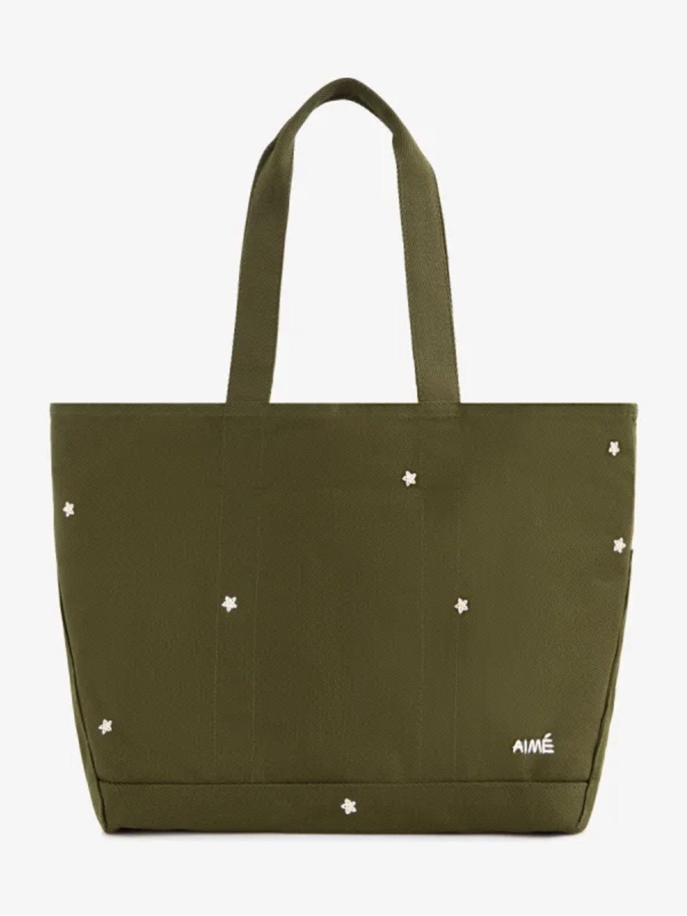 Aime Leon Dore ALD Floral Embroidered Large Canvas Tote Bag in Military Olive